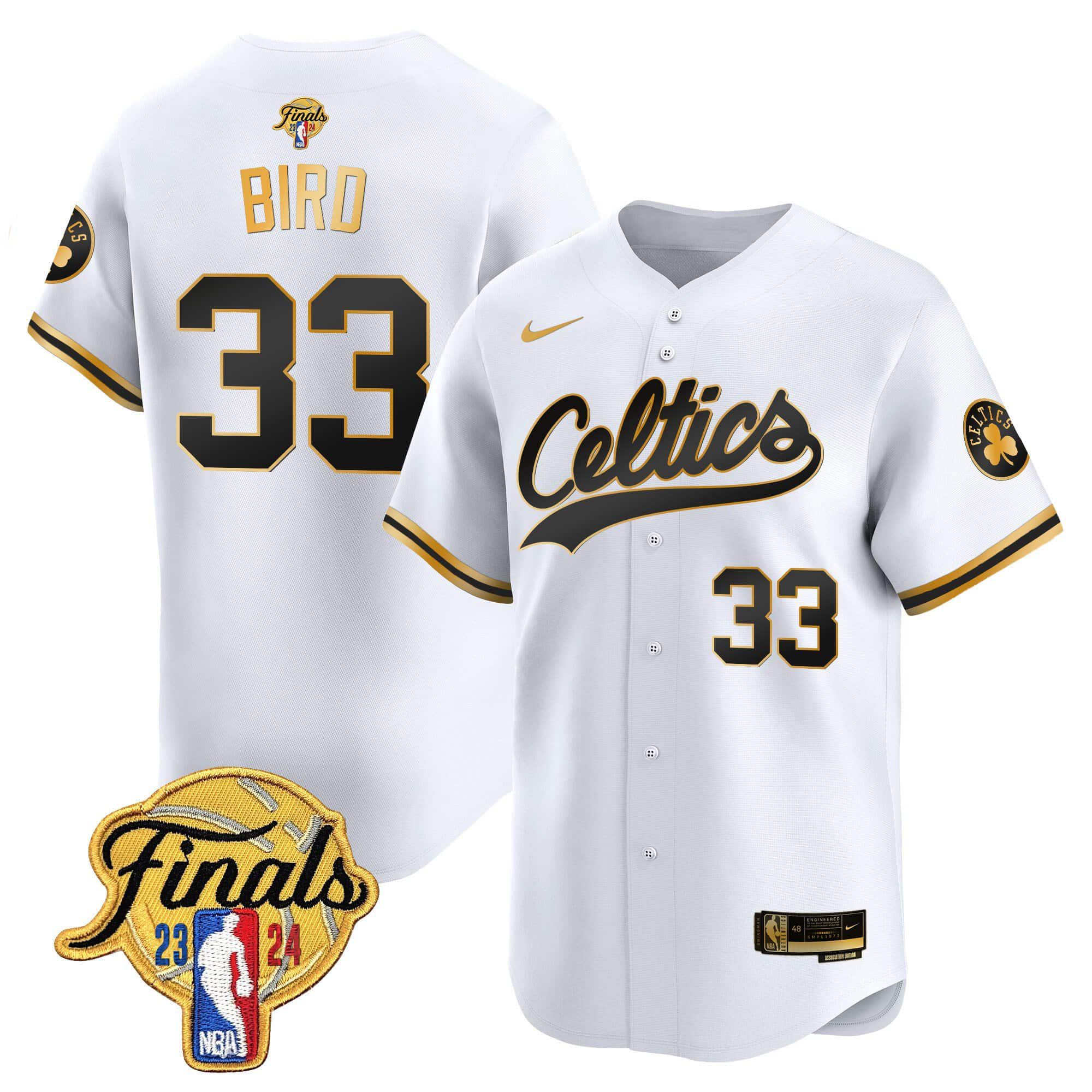 Men Boston Celtics #33 Bird White 2024 Nike Finals Patch Baseball NBA Jersey->->NBA Jersey